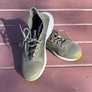 Reebok Green and White Athletic Shoes with Suede Finish